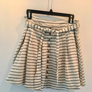 Francesca's | Button Front Striped Mini Skirt